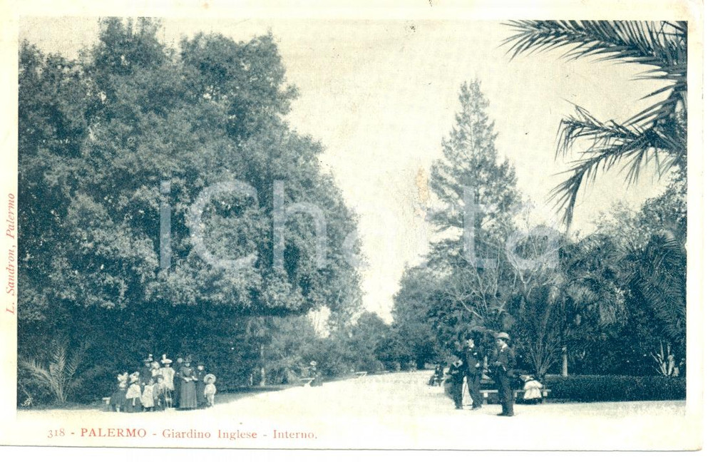 Cartolina originale da collezione 1900 ca PALERMO Giardino INGLESE - Interno *Cartolina FP VG 1