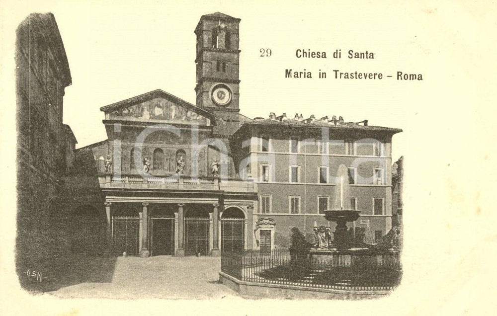 Cartolina originale da collezione 1900 ca ROMA Veduta della Chiesa di SANTA MARIA in TRASTEVERE *Cartolina FP NV 1