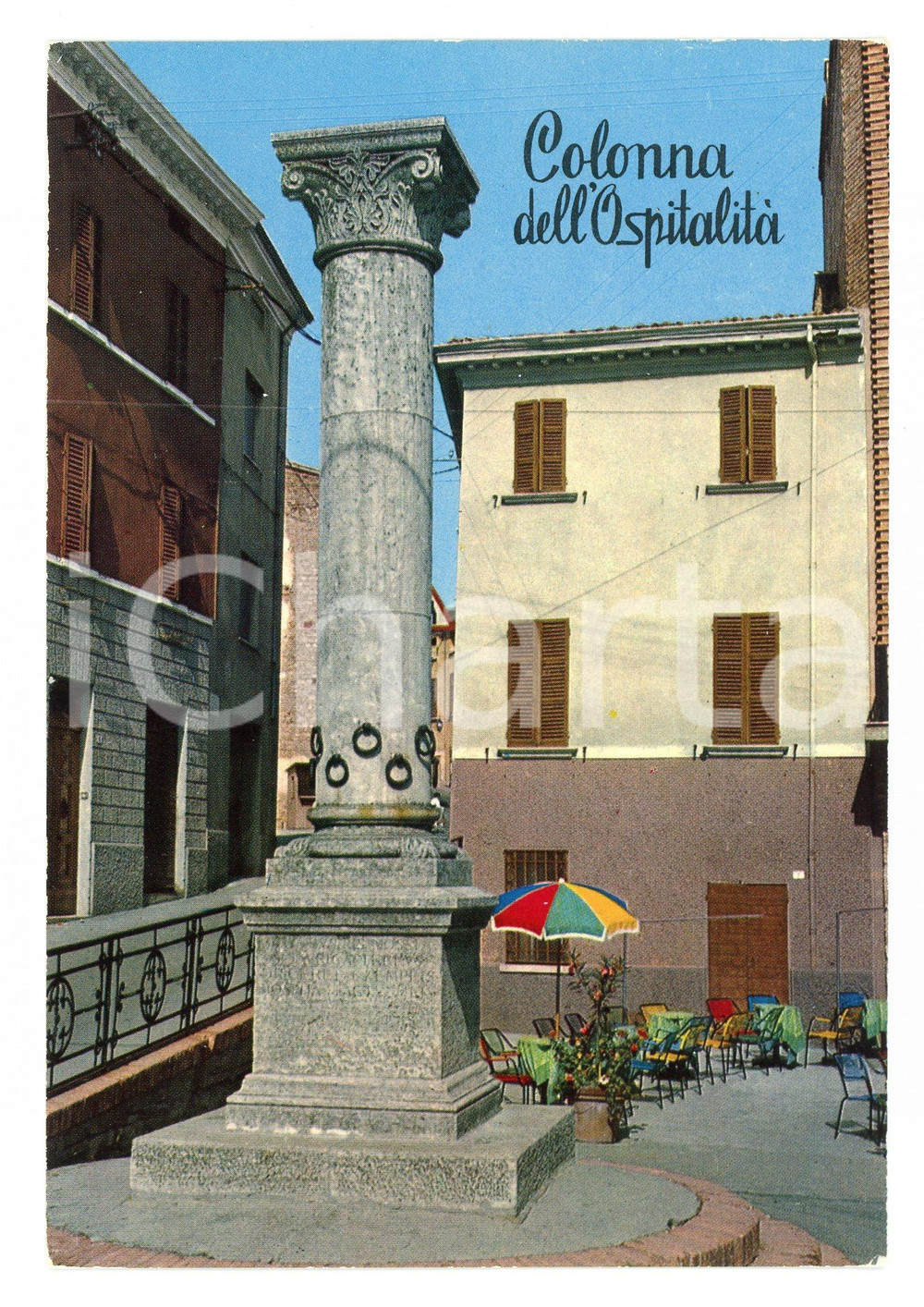 Cartolina originale da collezione 1960 ca BERTINORO (FC) Colonna OSPITALITA' delle ANELLA *Cartolina VINTAGE FG NV 1