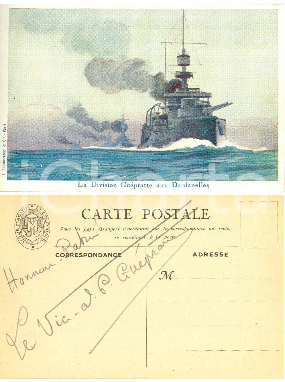Autografo originale 1930 EMILE GUEPRATTE Division GUEPRATTE aux Dardanelles Autographe carte postale 1