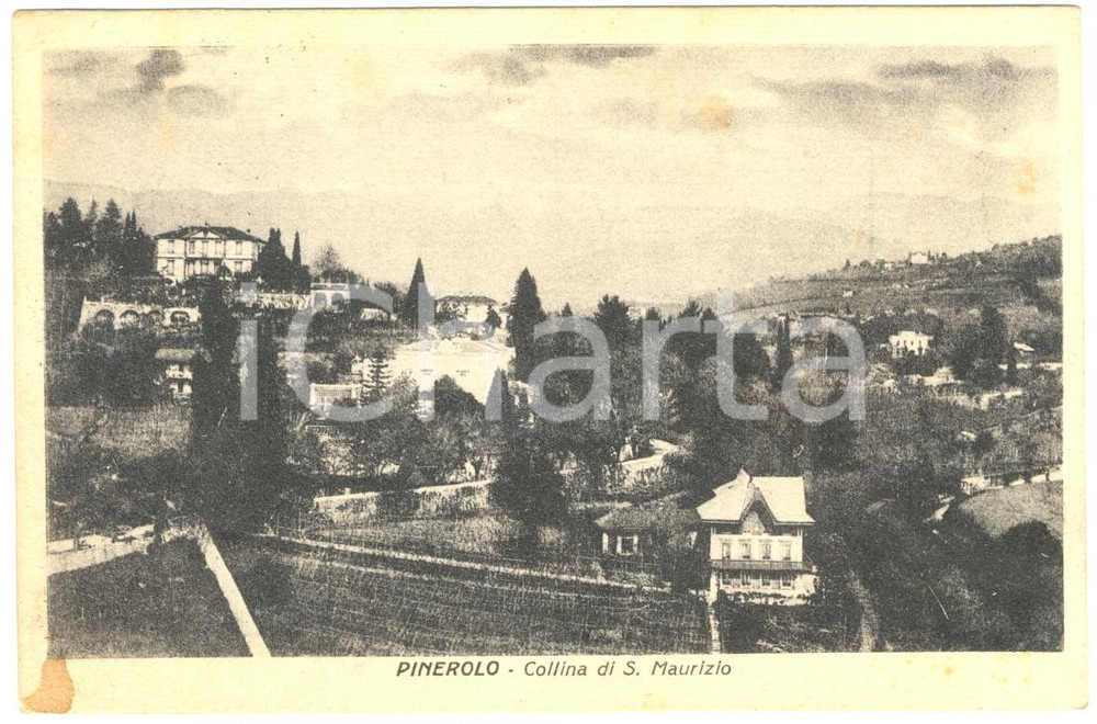 Cartolina originale da collezione 1930 PINEROLO TO Veduta della collina di SAN MAURIZIO Cartolina postale FP VG 1