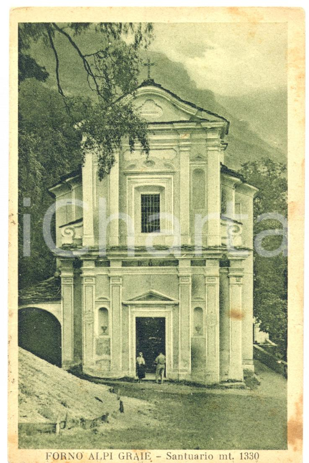 Cartolina originale da collezione 1952 GROSCAVALLO TO Santuario di FORNO ALPI GRAIE Cartolina FP VG ANIMATA 1