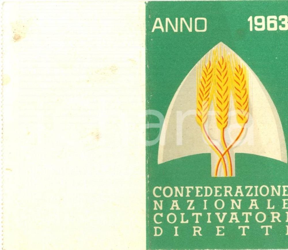 Oggetto da collezione cartaceo 1963 VIALFRE' (TO) Confederazione Coltivatori Diretti Tessera Teresa CHIRI 1
