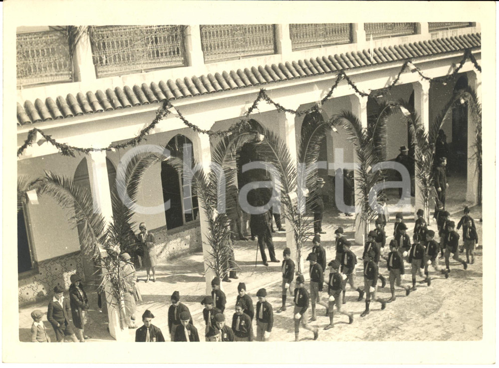 Fotografia d epoca originale 1940 ca TANGERI MAROCCO La sfilata dei BALILLA del Fascio Fotografia 1