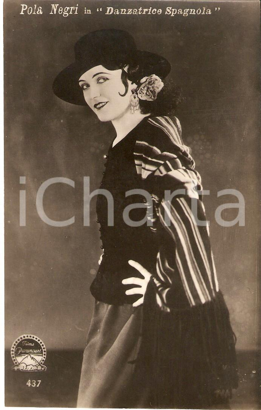 Cartolina originale da collezione 1925 DANZATRICE SPAGNOLA Pola NEGRI nel film di Sidney OLCOTT *Cartolina FP NV 1
