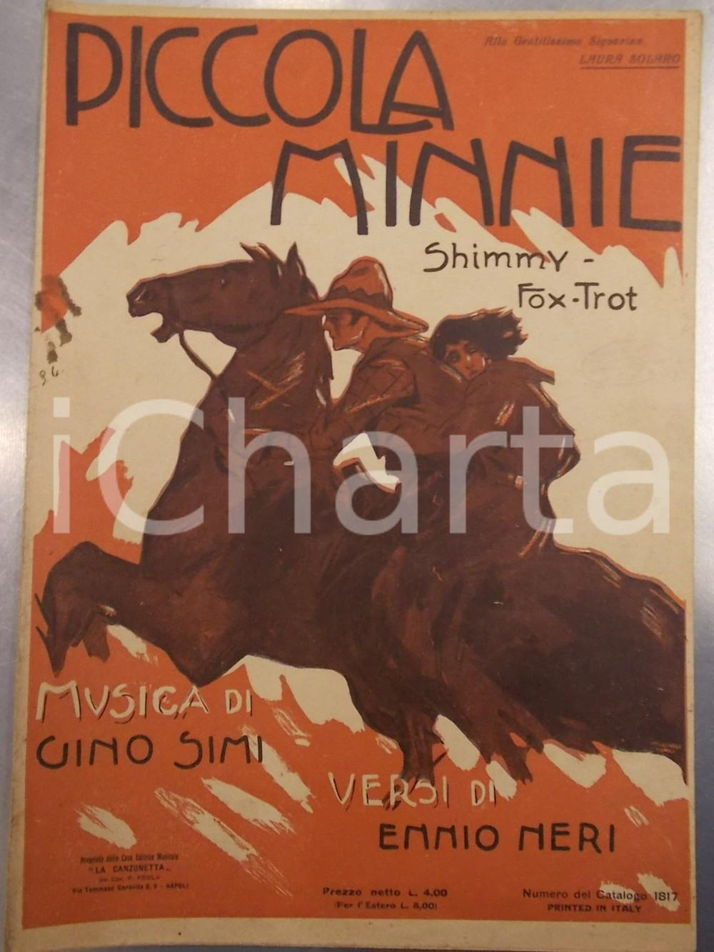 Oggetto da collezione cartaceo 1920 Gino SIMI Ennio NERI Piccola Minnie - shimmy fox trot *ILLUSTRATO 1