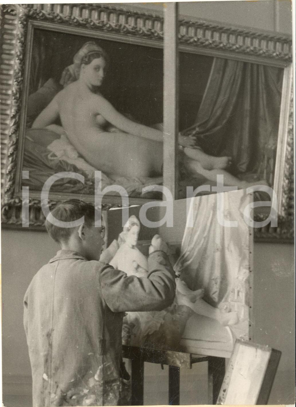 1956 PARIS LOUVRE Jean-Claude GUIDOU copie Ingres à quinze ans *Photo 13x18