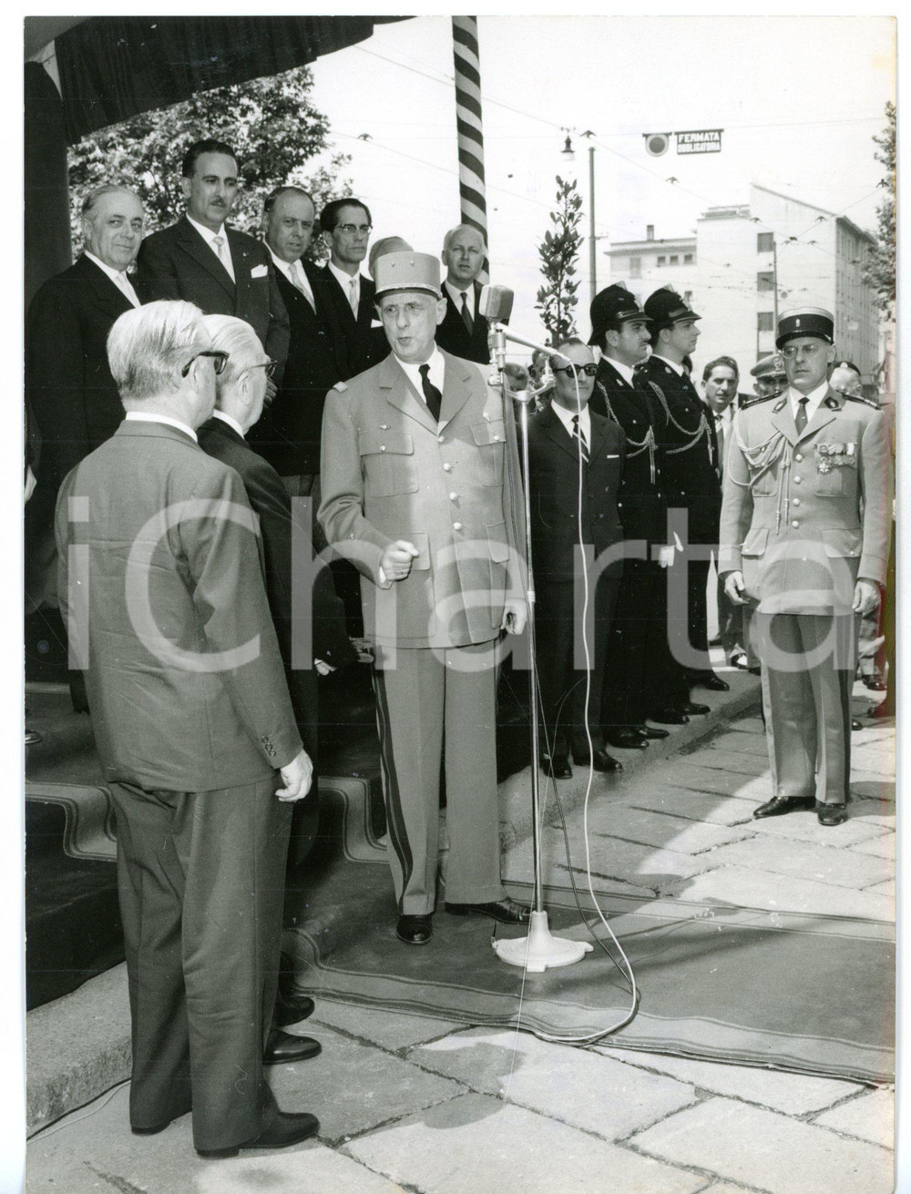 1959 MILANO Discorso di Charles DE GAULLE in piazza FIRENZE *Fotografia 13x18 cm