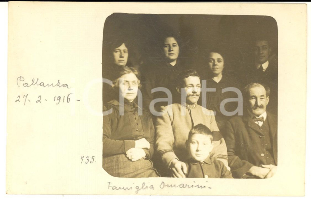 1916 VERBANIA PALLANZA Ritratto della famiglia OMARINI *Foto cartolina ARTISTICA