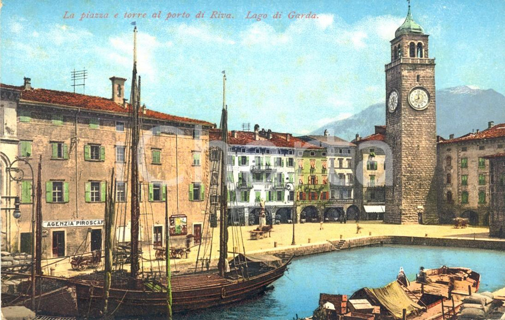 Cartolina originale da collezione 1930 ca RIVA DEL GARDA (TN) Agenzia Piroscafi al porto *Cartolina FP NV 1