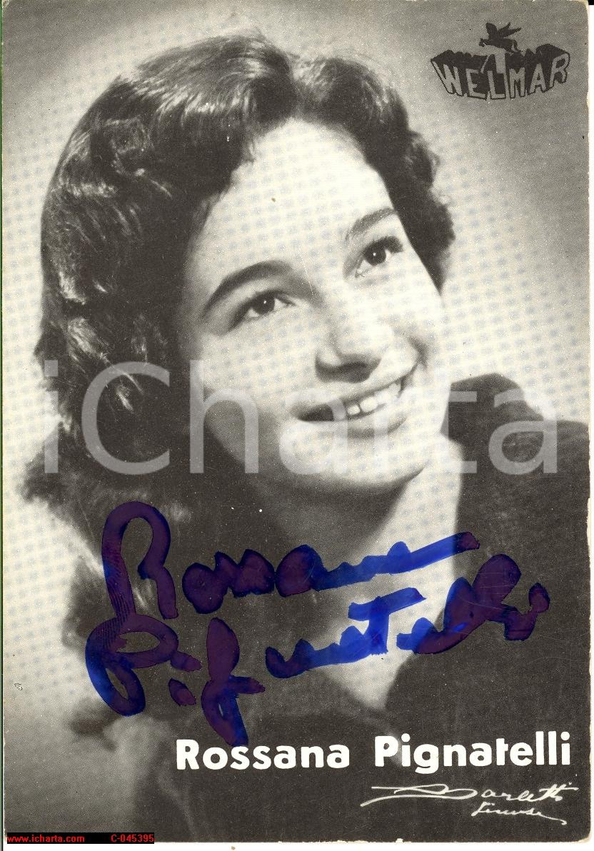 Autografo originale 1961 ROSSANA PIGNATELLI cartolina Welmar music con AUTOGRAFO 1
