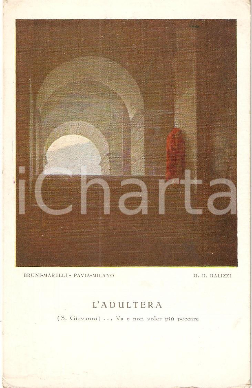 Cartolina originale da collezione 1955 ca OPERA NAZIONALE MEZZOGIORNO D'ITALIA Evangeli illustrati Adultera *FP NV 1
