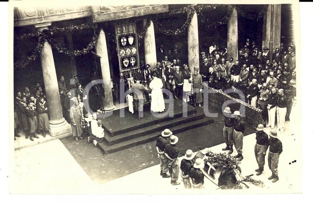 Fotografia d epoca originale 1936 PADOVA PALAZZO DEL BO Funerali militari solenni Foto GISLON 15x10 1