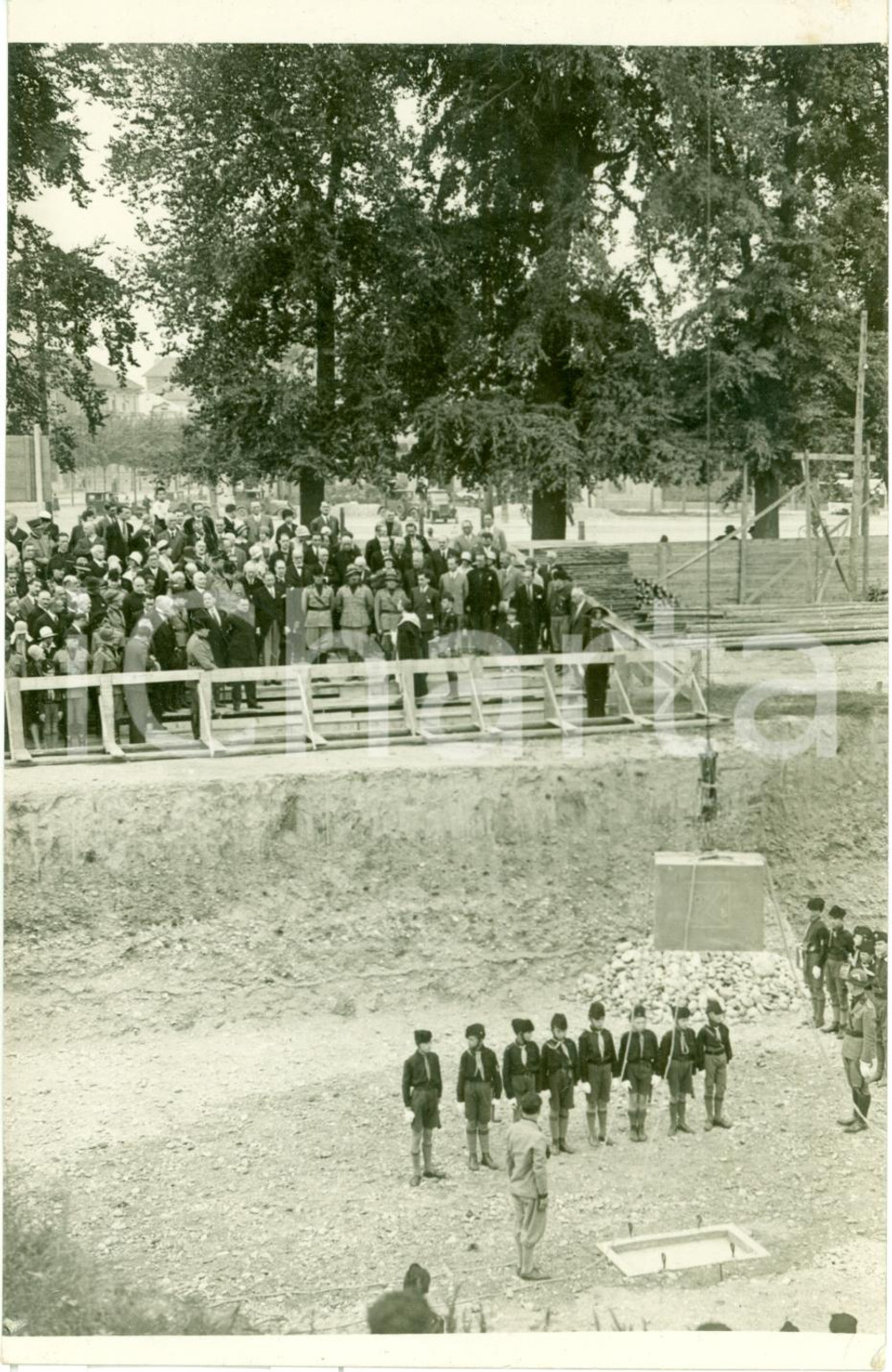 Fotografia d epoca originale 1930 ca TORINO Posa prima pietra Casa OPERA BALILLA Fotografia 1