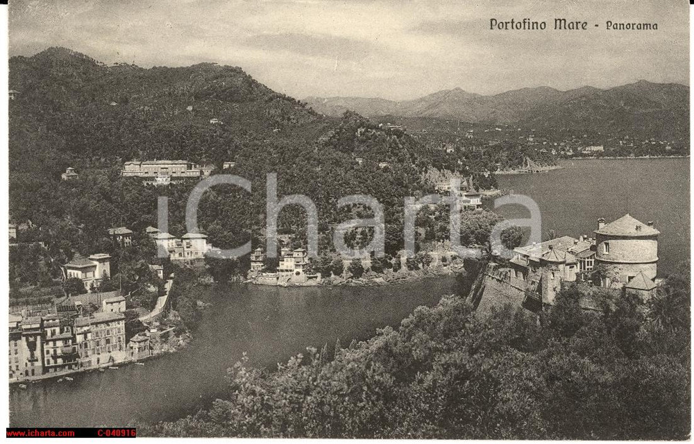 Cartolina originale da collezione 1934 Portofino monte e Tigullio - Panorama d'epoca 1