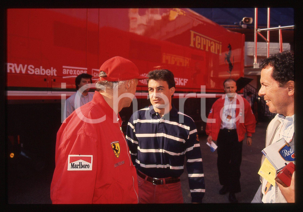 Fotografia d epoca originale 35mm vintage slide 1995 GP SAN MARINO Jean ALESI Niki LAUDA Cesare FIORIO 1