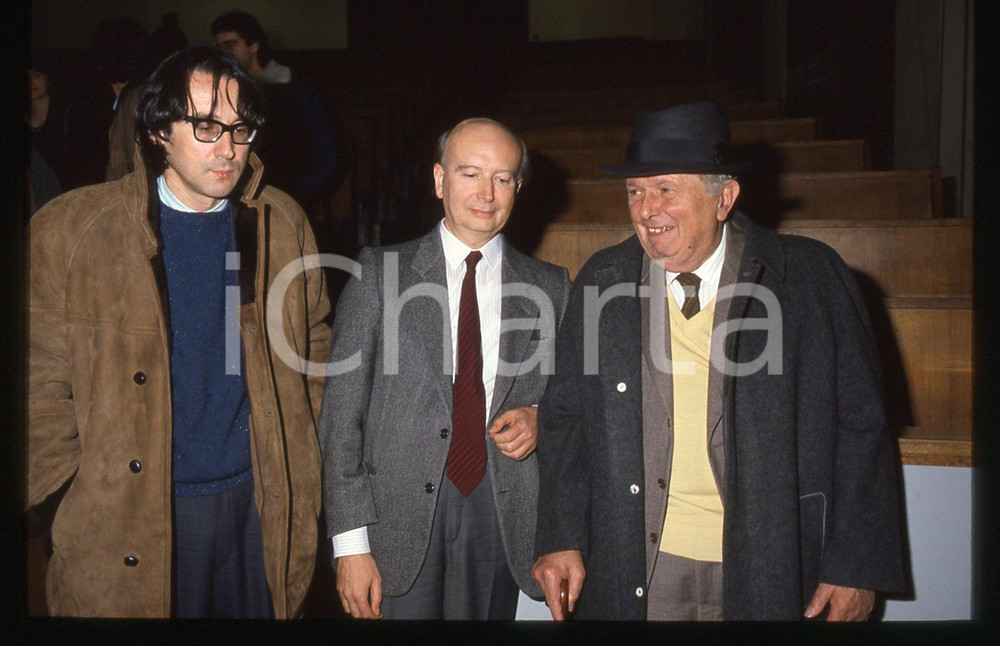 35mm vintage slide* 1985 ca MILANO Giulio GIORELLO Ludovico GEYMONAT Ritratto 2