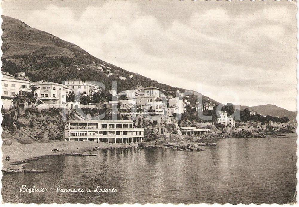 Cartolina originale da collezione 1955 BOGLIASCO (GE) Panorama della spiaggia a Levante *Cartolina FG VG 1