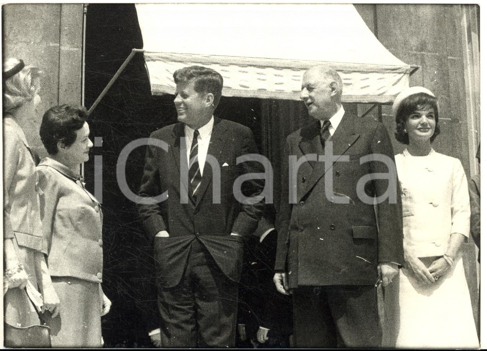 1961 PARIS John F. KENNEDY con la moglie Jacqueline e Charles DE GAULLE *Foto
