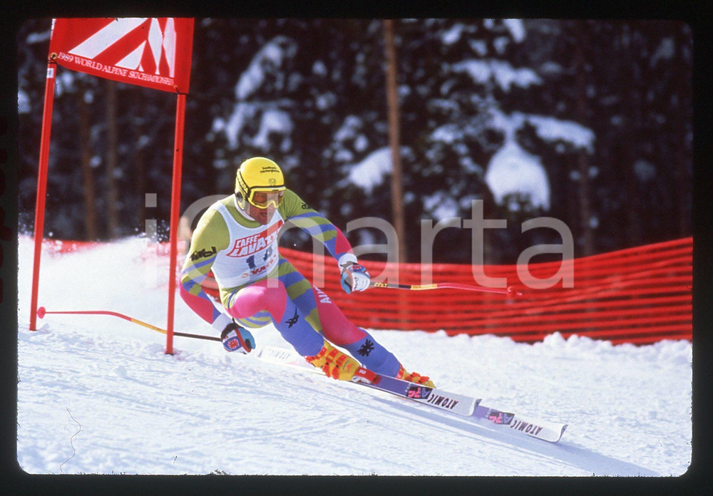 35mm vintage slide* 1989 VAIL Mondiali SCI ALPINO - Hubert STROLZ nel SUPER G