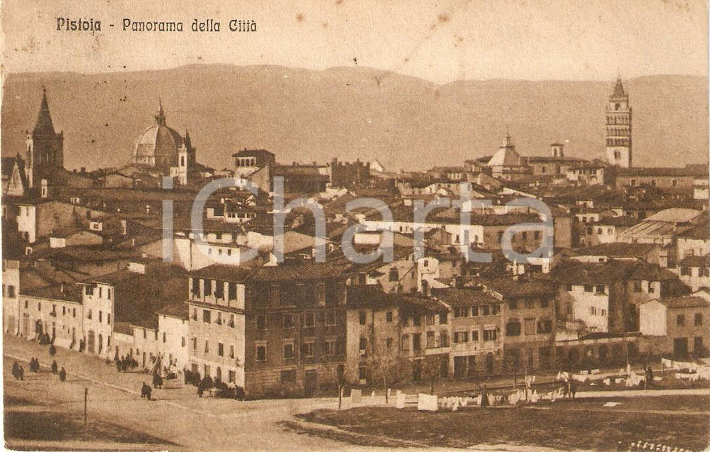 Cartolina originale da collezione 1922 PISTOIA Veduta panoramica della cittÃ  Cartolina ANIMATA FP VG 1
