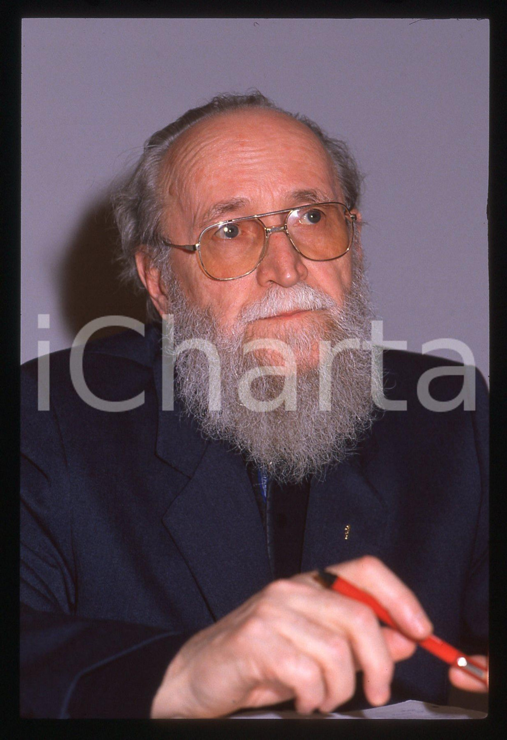 Fotografia d epoca originale 35mm vintage slide 1990 ca ITALIA COSTUME Padre Romano SCALFI Ritratto 1 1