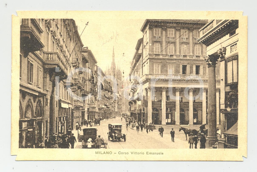 Cartolina originale da collezione 1926 Milano, C.so Vittorio Emanuele *Animatissima 1