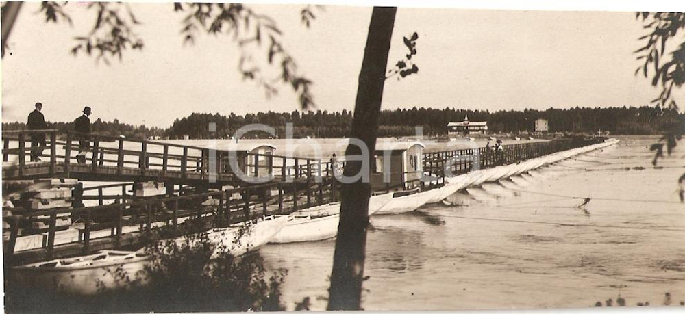 Fotografia d'epoca originale 1931 AREA PADANA BONIFICHE Passerella pedonale sul fiume Po *Foto 12x6 cm 1