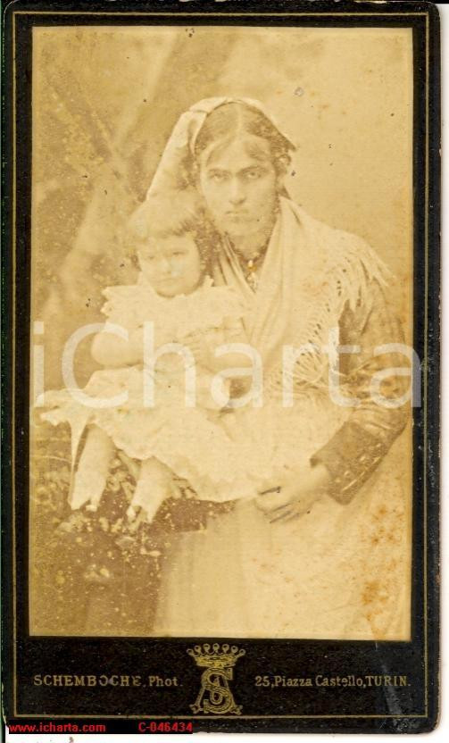 Fotografia d epoca originale 1880 ca TORINO Delfina di SAN MARZANO con la balia Foto 1