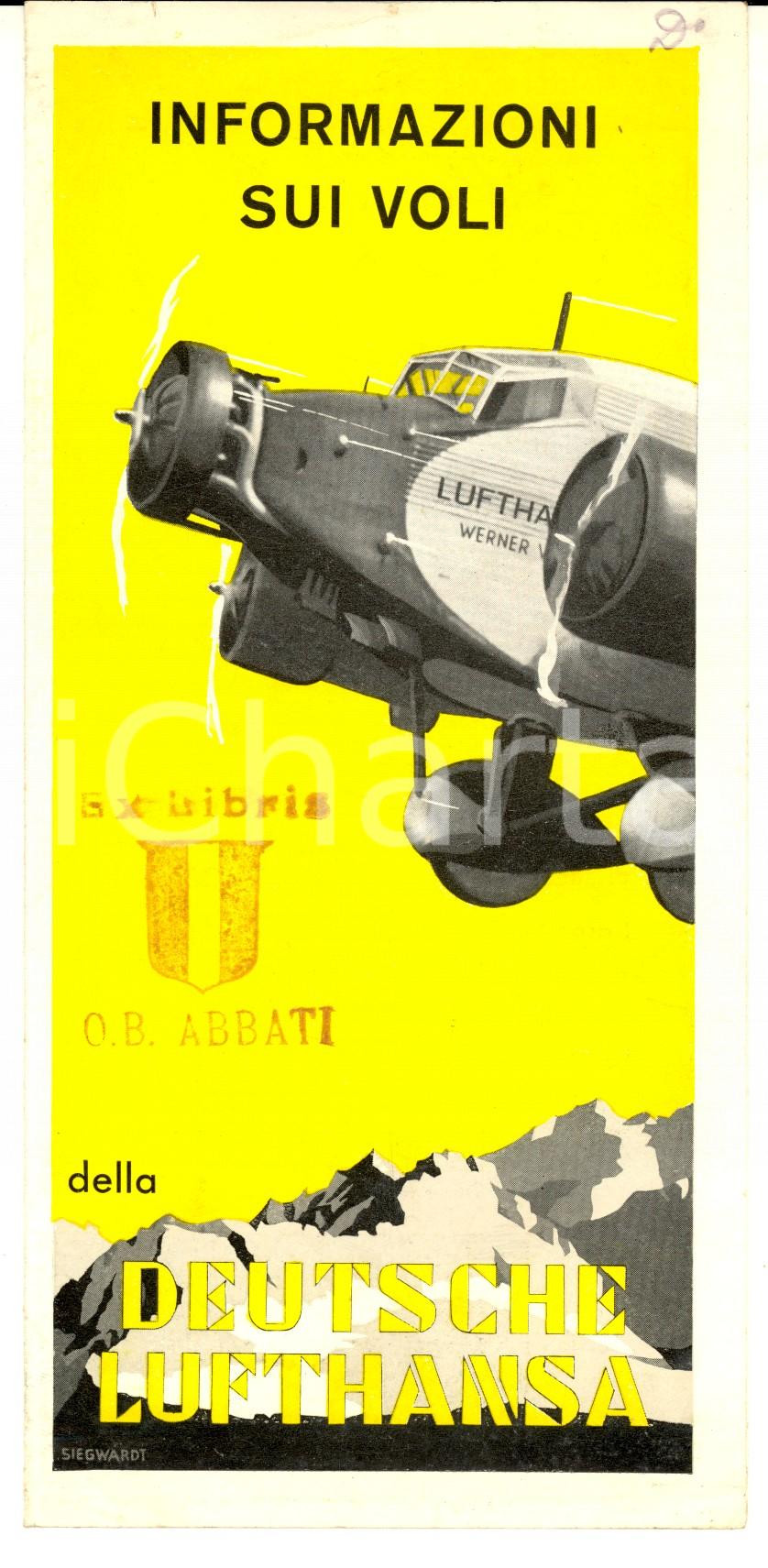 Materiale pubblicitario d’epoca 1935 DEUTSCHE LUFTHANSA Informazioni sui voli Pieghevole ILLUSTRATO 1