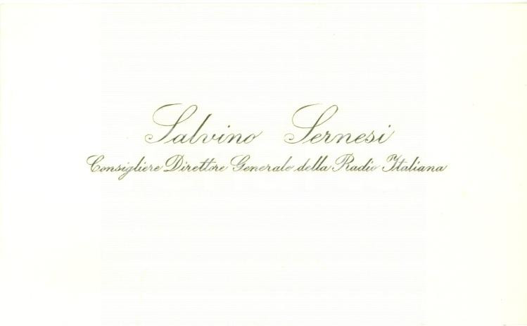 Oggetto da collezione cartaceo 1950 ca ROMA Salvino SERNESI Consigliere Generale Radio Italiana Biglietto 1