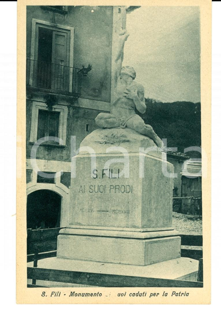 Cartolina originale da collezione 1920 SAN FILI CS Monumento ai Caduti per la Patria Cartolina FP NV 1