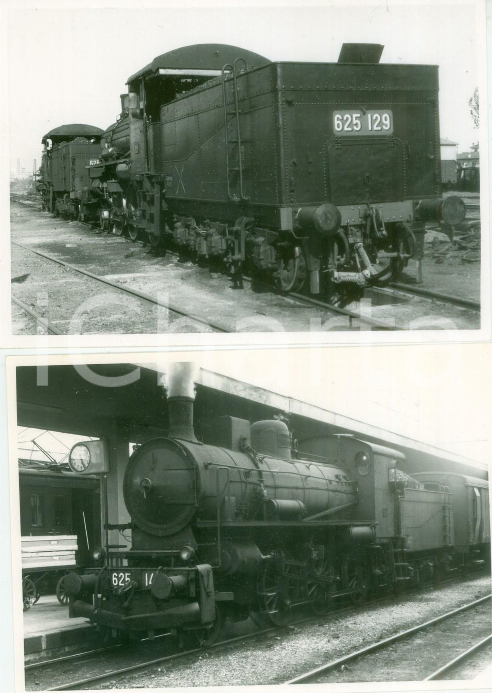Fotografia d epoca originale 1975 ca FERROVIE DELLO STATO Locomotive GR 625 Lotto 2 fotografie 1