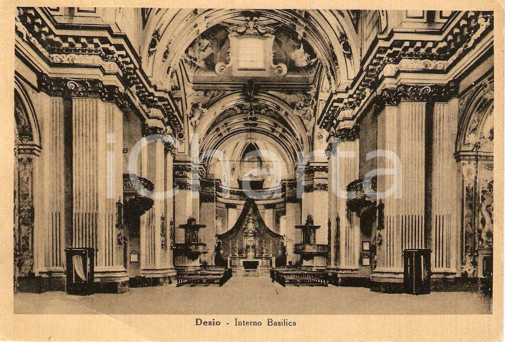 Cartolina originale da collezione 1935 DESIO MB Basilica SANTI SIRO E MATERNO Interno Cartolina FG VG 1
