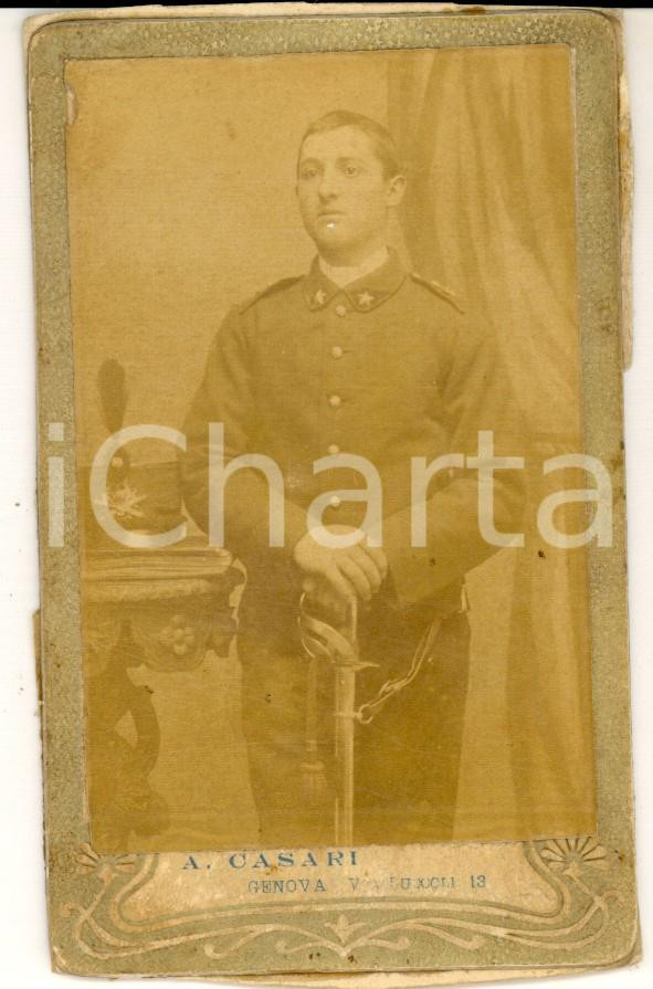 Fotografia d'epoca originale 1900 ca REGIO ESERCITO GENOVA Ritratto ufficiale di artiglieria *Foto A. CASARI 1
