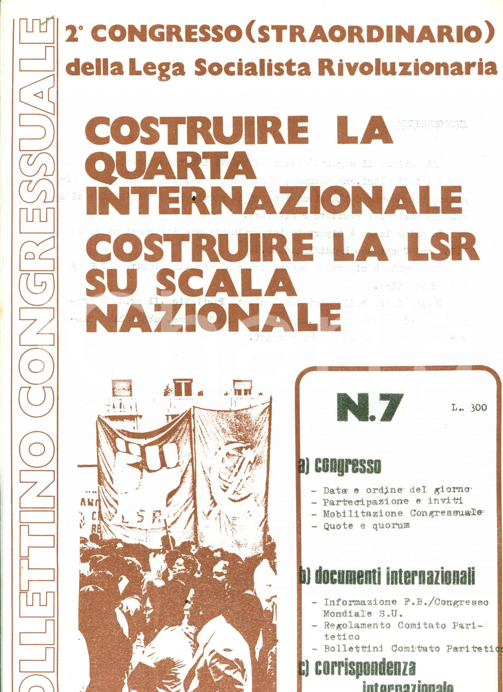 Oggetto da collezione cartaceo 1980 LEGA SOCIALISTA RIVOLUZIONARIA Quarta Internazione Organizzazione congresso 1