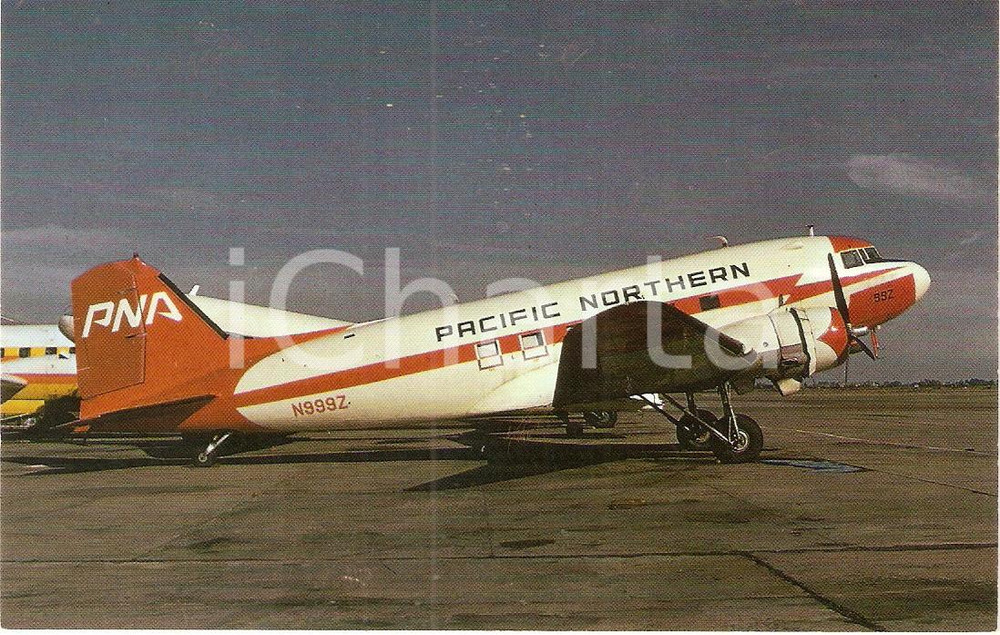 Cartolina originale da collezione 1970 ca PACIFIC NORTHERN AIRLINES Airplane DC-3 N999Z *Cartolina FP NV 1