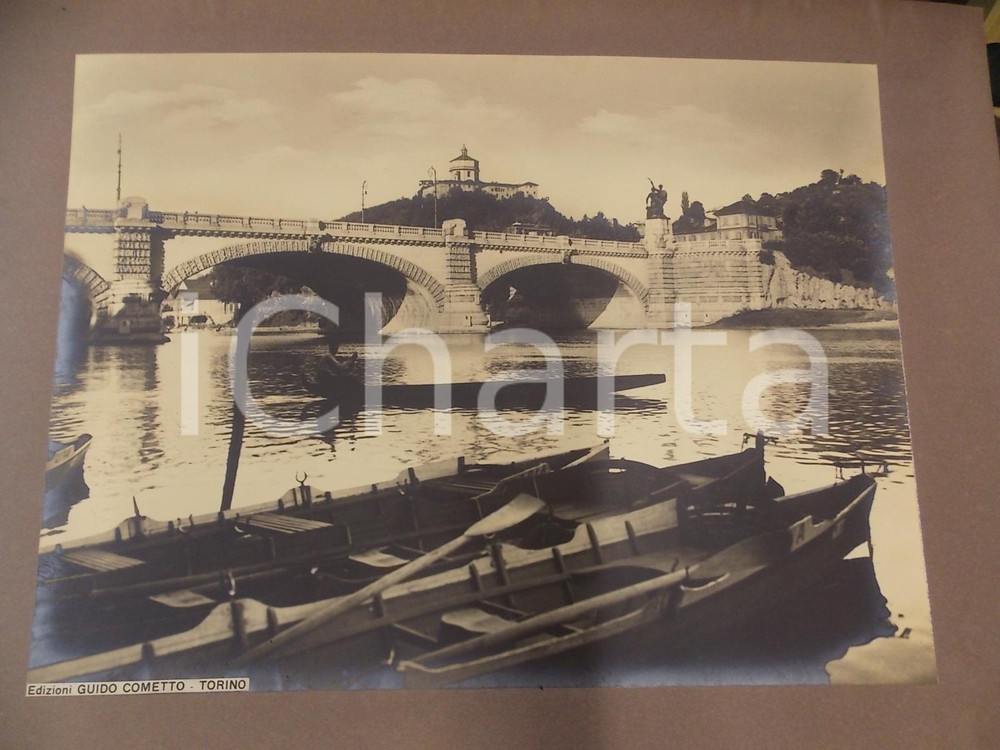 Fotografia d epoca originale 1940 ca TORINO Ponte Umberto IÂ° visto dai Murazzi Foto ed. Guido COMETTO 1