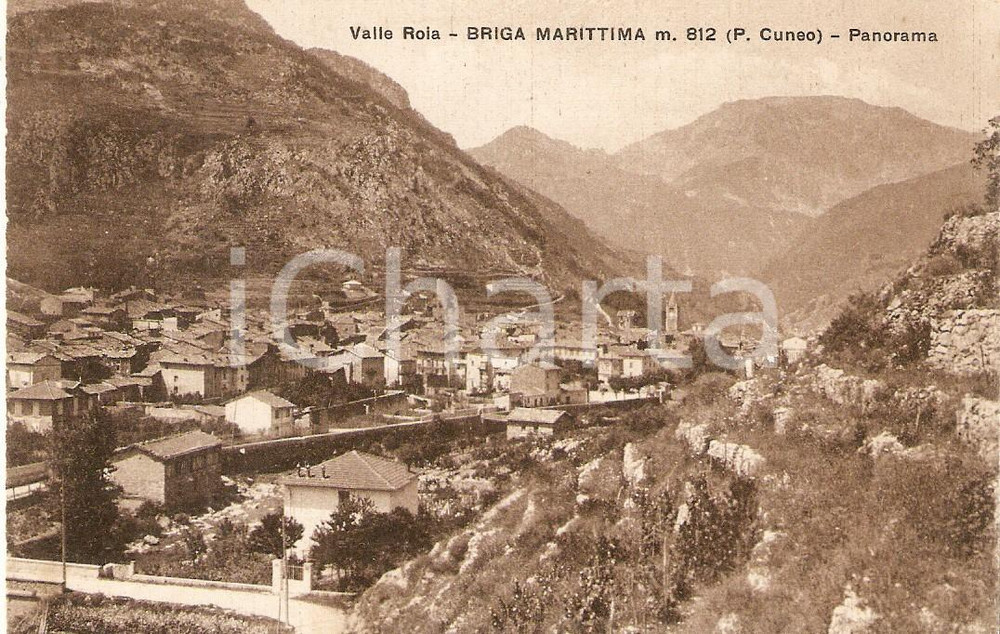 1931 BRIGA MARITTIMA (FRANCE) Panorama con VALLE ROIA *Cartolina FP VG