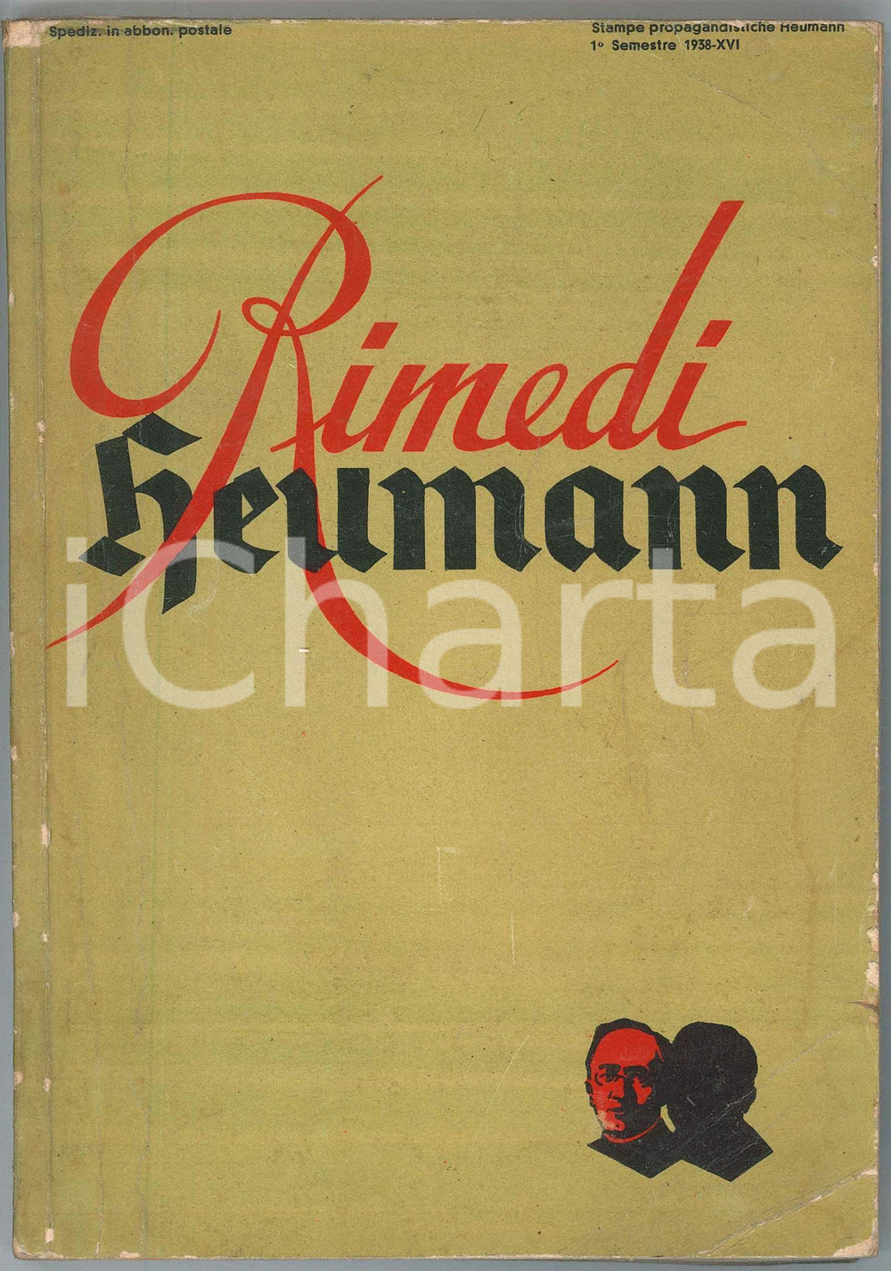 1938 RIMEDI HEUMANN - XIII Edizione italiana - Pubblicazione farmaceutica Pubblicazione d'epoca, illustrata.PAGINE: 194 POOR/danneggiato Piegature e gualciture in copertina, distacco parziale della copertina Formato: 14x20 cm originale e autentica 1