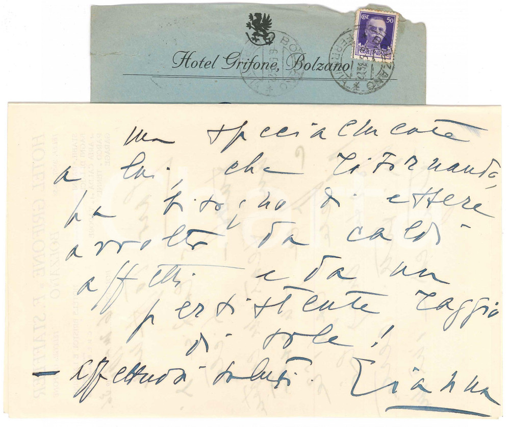 Autografo originale 1936 BOLZANO Soprano Gianna PEDERZINI tra dolore e disorientamento AUTOGRAFO 1