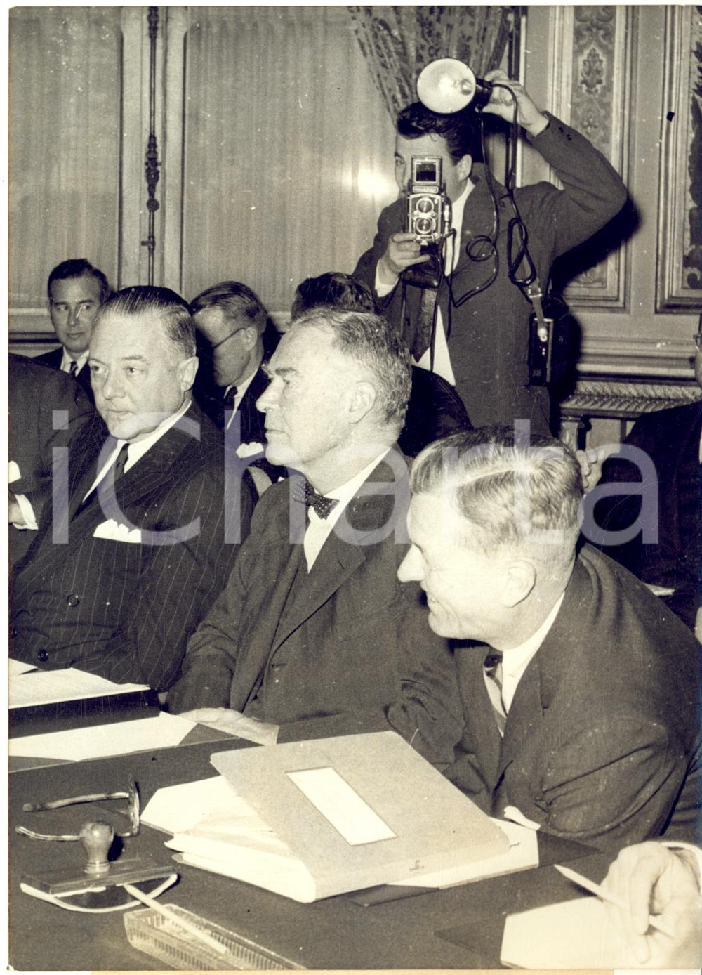 1959 PARIS Conférence des Quatres - Christian HERTER avec la délégation USA
