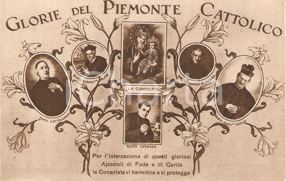Cartolina originale da collezione 1935 ca TORINO Glorie del PIEMONTE Cattolico San Giovanni BOSCO *Cartolina FP 1