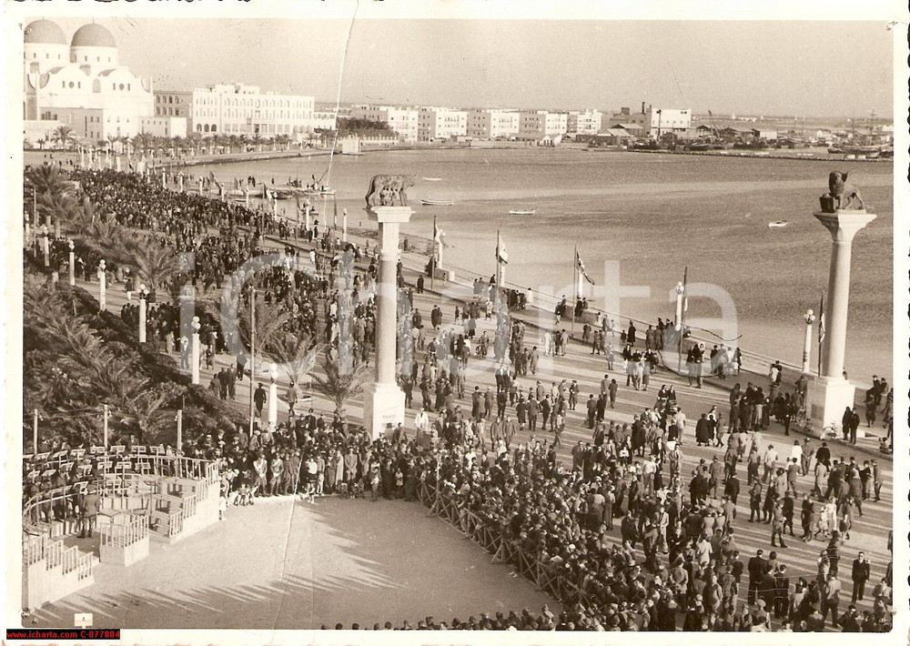 Fotografia d epoca originale 1940 LIBIA, Bengasi Lungomare Mussolini, REAL PHOTO 1