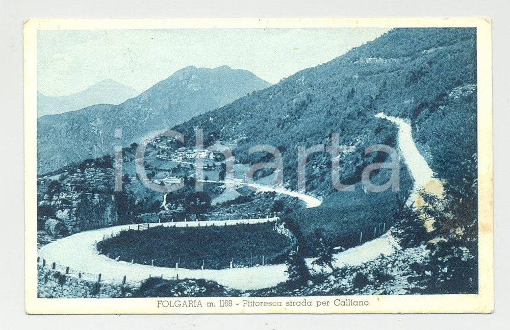 Cartolina originale da collezione 1933 Folgaria TN panorama d epoca strada per Calliano Cartolina 1