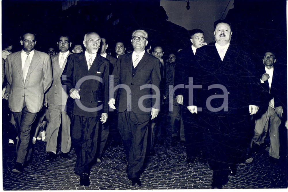1955 CUNEO Arrivo Giovanni GRONCHI per commemorazione Marcello SOLERI *Foto