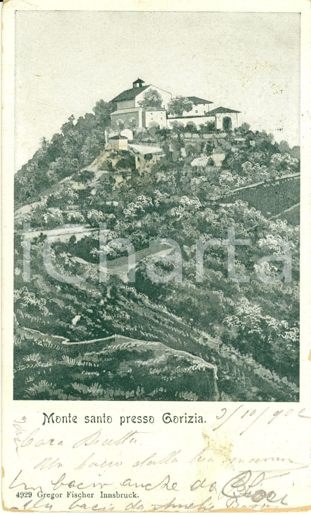 Cartolina originale da collezione 1902 MONTE SANTO di GORIZIA (SLOVENIA) Panorama *Cartolina illustrata FP VG 1