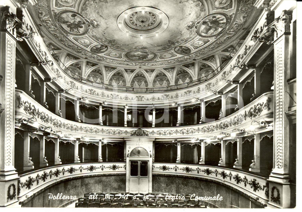 Cartolina originale da collezione 1960 ca POLLENZA MC Teatro Comunale Cartolina FG NV 1