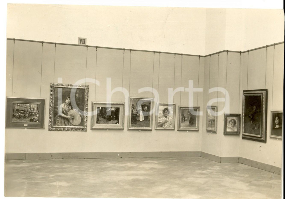 Fotografia d epoca originale 1935 NAPOLI Mostra Sindacale d Arte  Veduta di una sala espositiva Fotografia 1
