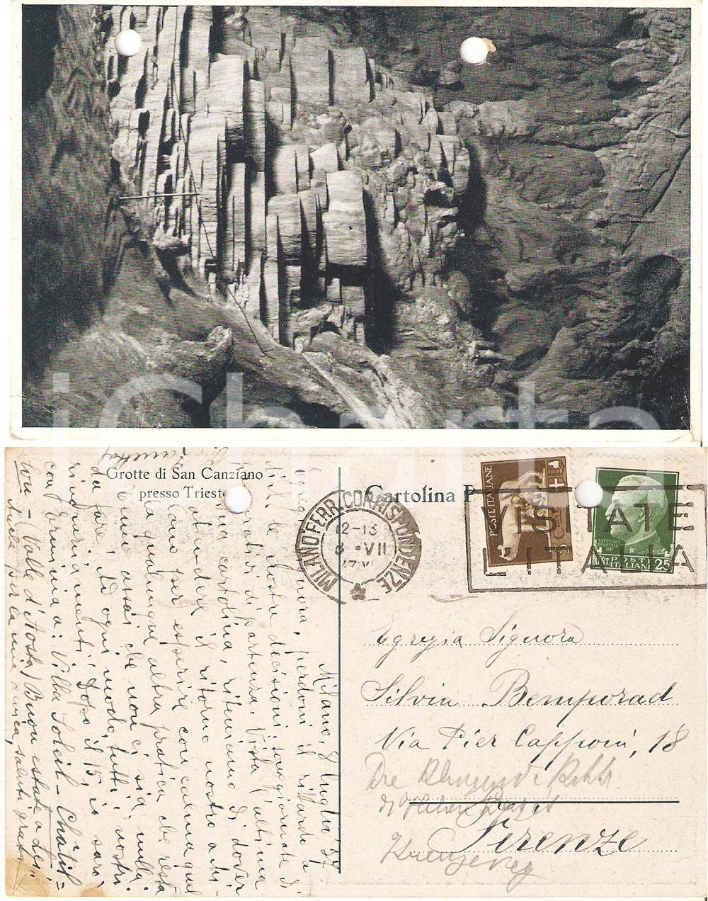 Cartolina originale da collezione 1937 TRIESTE Grotte di San Canziano Cartolina a Silvia BEMPORAD 1